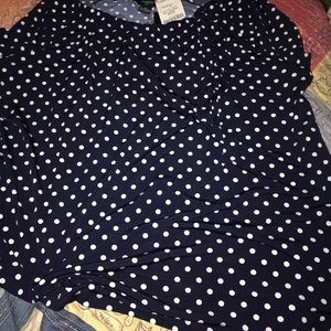 Blue and white polka dots top